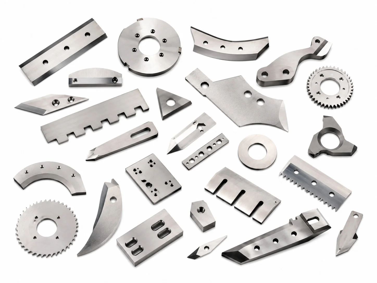 Custom flat bar blades, hook blades, bracket-form parts, and sprocket wheels manufactured by Sureay
