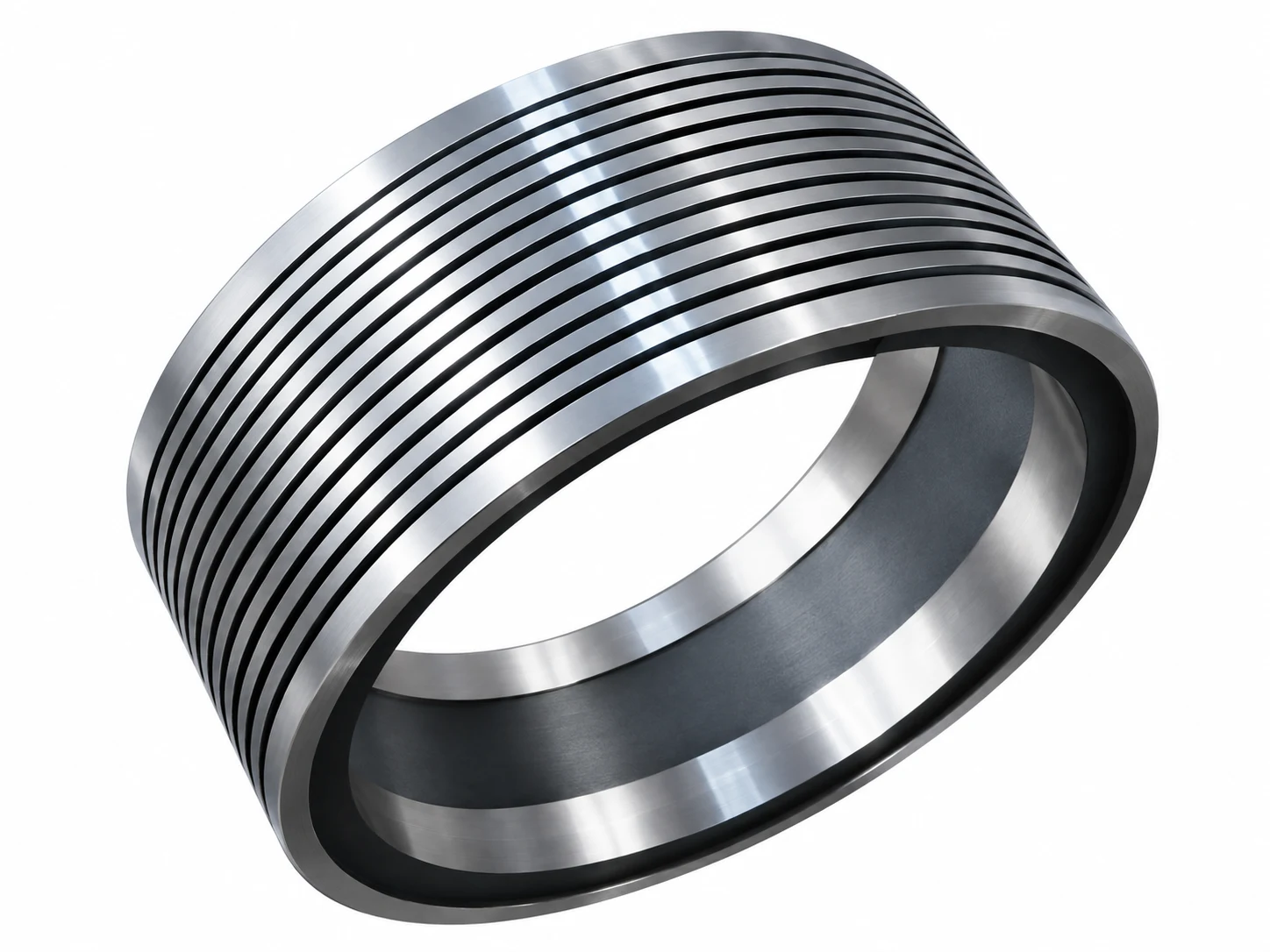 Multi-groove bottom knife ring with parallel precision-ground grooves for shear slitting