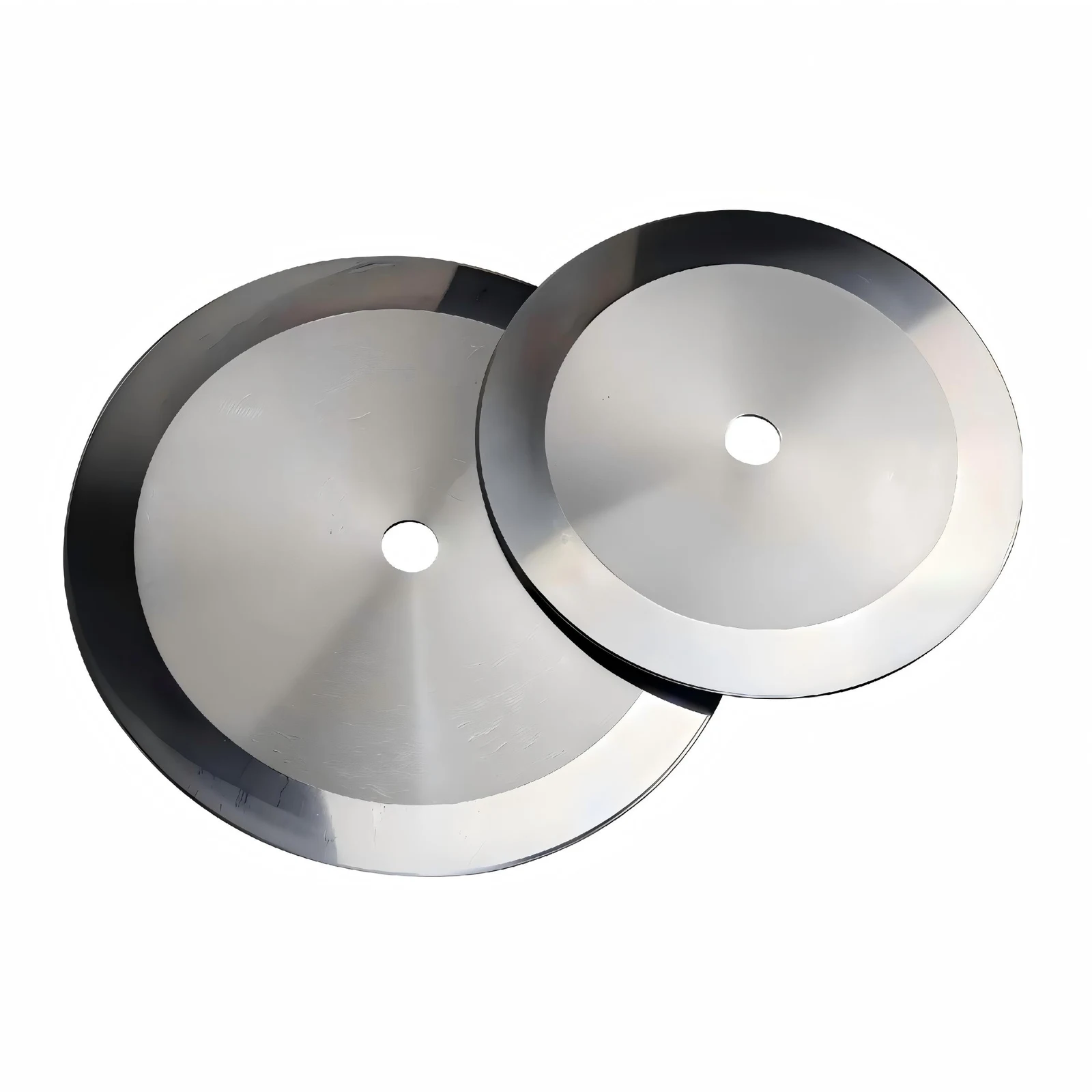 Pair of carbide circular slitting blades for paper straw cutting, face and centre bore