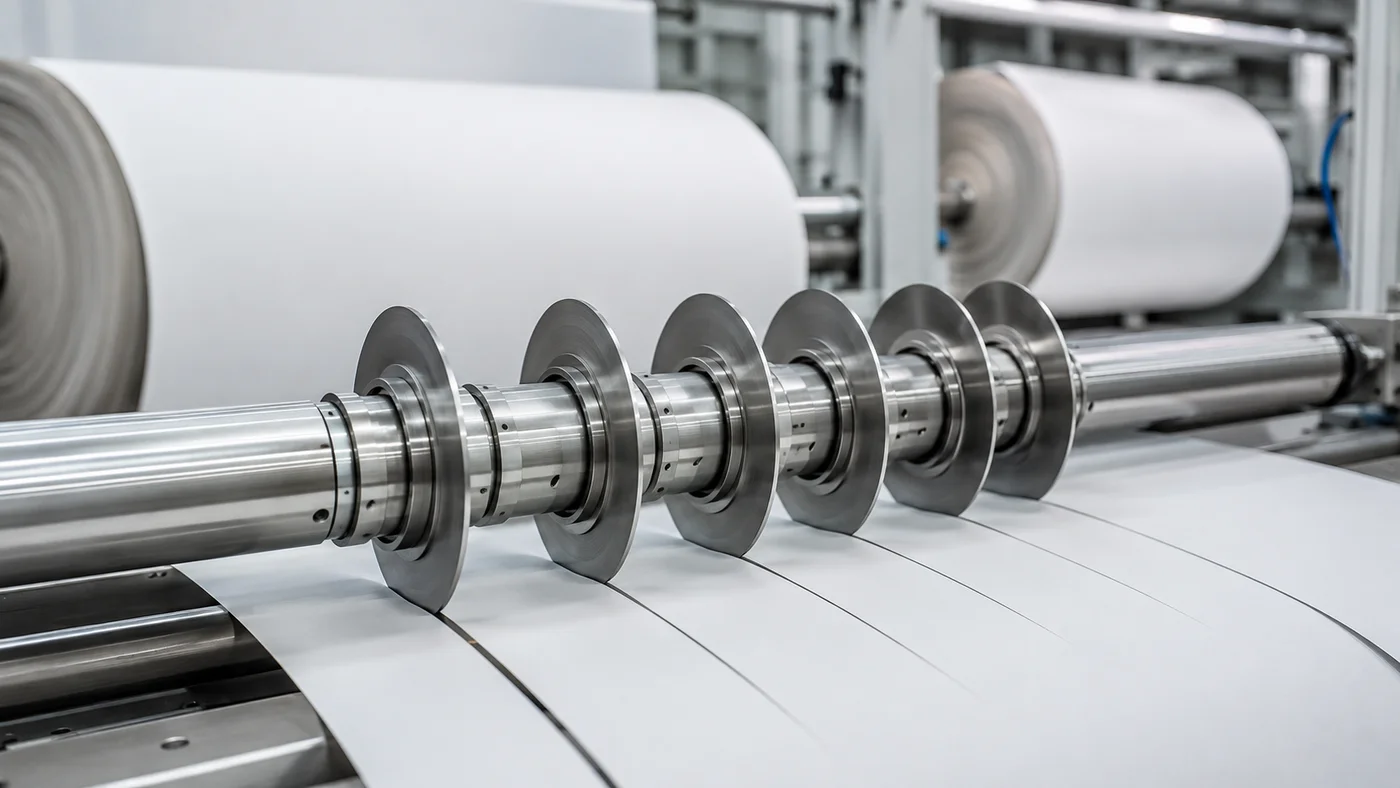 Paper slitter knife selection guide showing matched top and bottom shear pairs